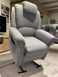 Garnitur Aachen Stoff Q2 Uni Eisblau Grau mit Sessel