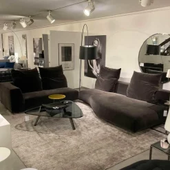 Garnitur Absolu Stoff Velour 9020 Grau Schwarz Sofa Divano mit 4 Kissen