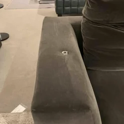 Garnitur Absolu Stoff Velour 9020 Grau Schwarz Sofa Divano mit 4 Kissen