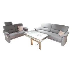 Garnitur Akador Flensburg Stoff Casio Stahlblau 228 2 Sofas Sessel