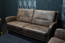 Garnitur Angela Stoff Rodeo 1 Braun Mikrofaser Büffellook 2 Sofas 1 Sessel