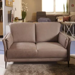 Garnitur Arosa Leder Braun Gestell Schwarz