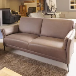 Garnitur Arosa Leder Braun Gestell Schwarz