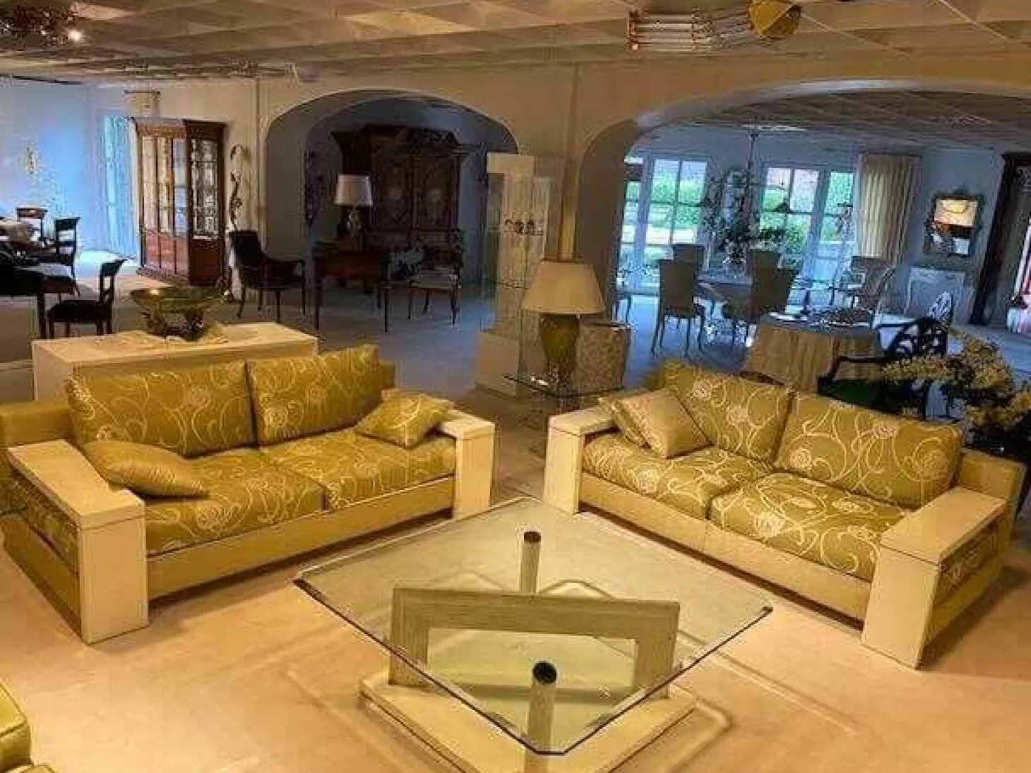 Garnitur Bridge Stoff 11 Grün Mischgewebe Armlehnen Lack Hochglanz 2 Sofas