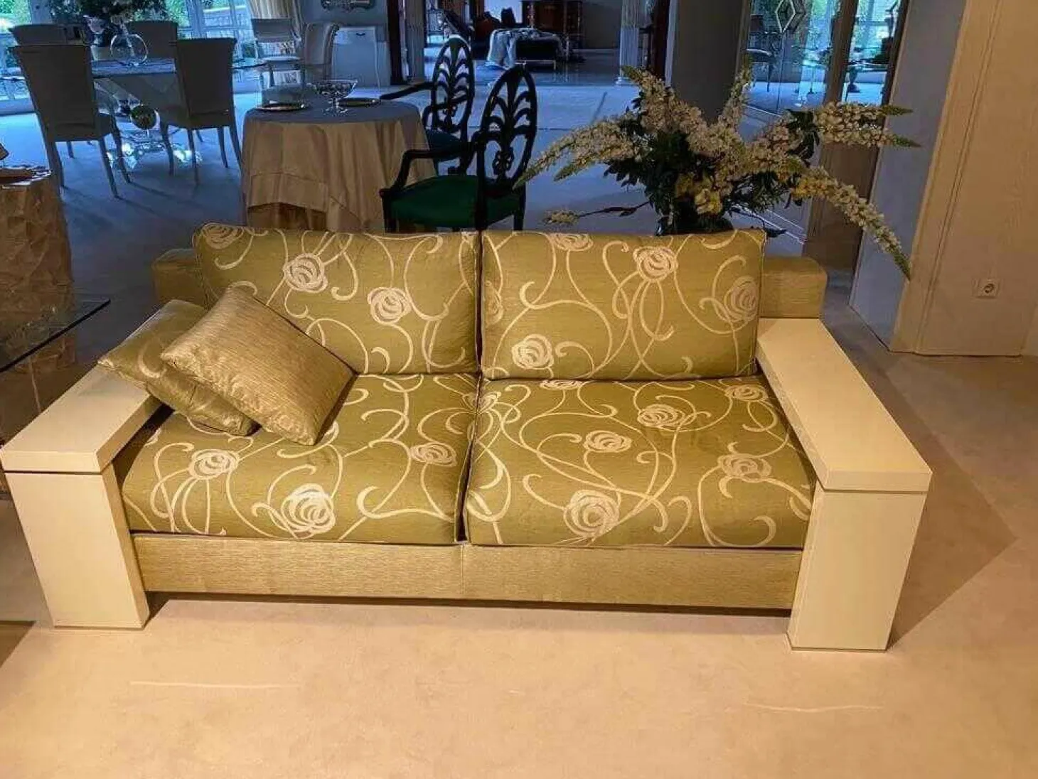 Garnitur Bridge Stoff 11 Grün Mischgewebe Armlehnen Lack Hochglanz 2 Sofas