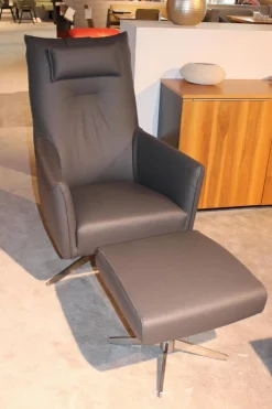 Garnitur Casablanca Leder W2 Anthrazit 2 Sofas 1 Sessel