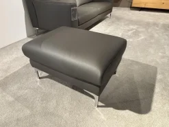 Garnitur Casablanca Leder W2 Anthrazit Füße Chrom 2 Sofas 1 Hocker