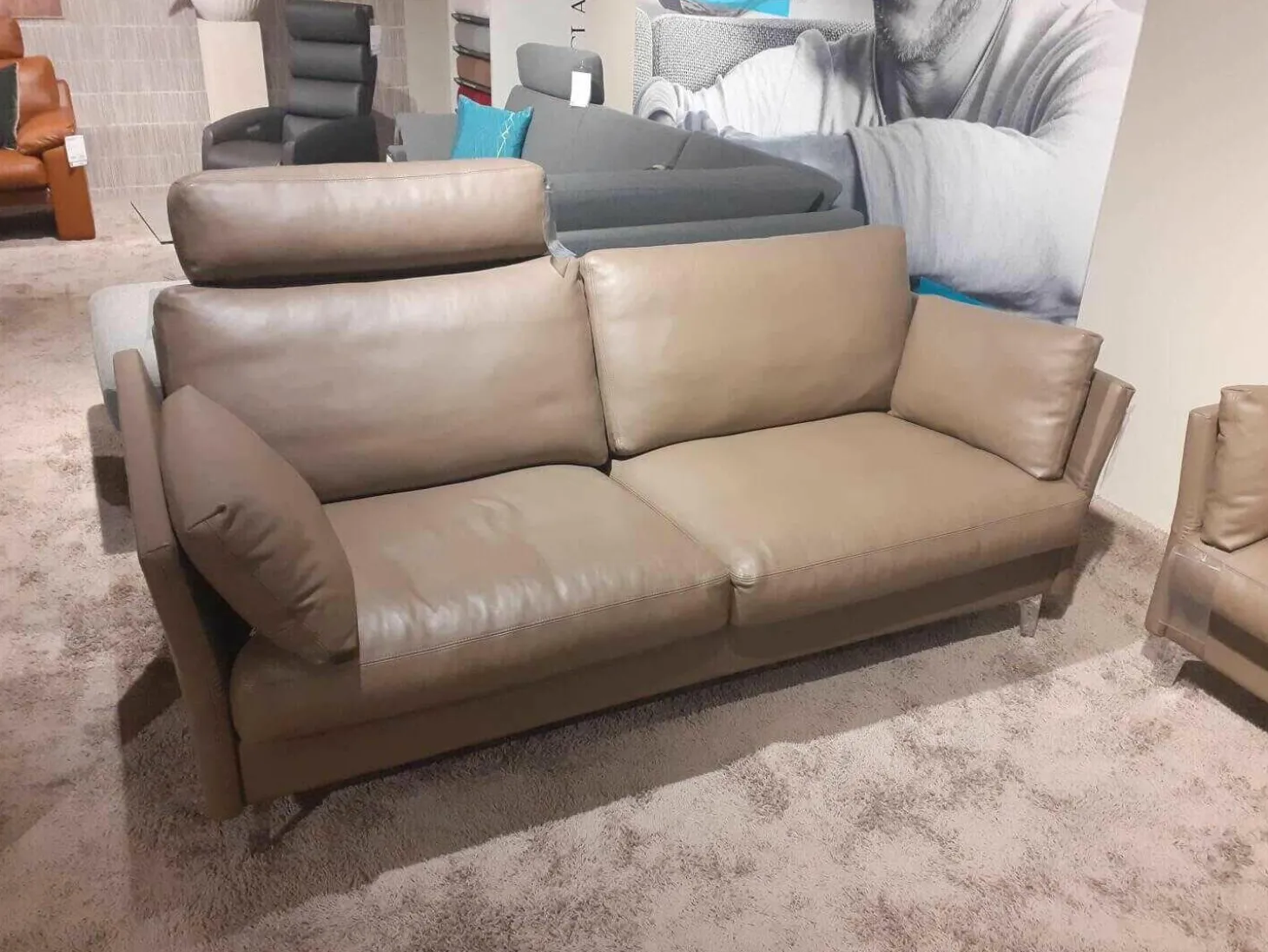 Garnitur CL 990 Leder 42 Fango 2 Sofas 1 Kopfstütze