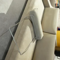 Garnitur Classics 2 Sofas Stoff Prestige Sand Creme Holzkufe Wenge Braun mit Kopfstütze