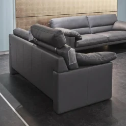 Garnitur Einzelsofa GA210 Mit Sessel GA200 Bezug Leder 43.059 Grau Inklusive Kopfstütze