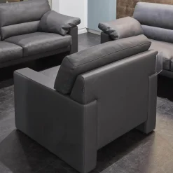 Garnitur Einzelsofa GA210 Mit Sessel GA200 Bezug Leder 43.059 Grau Inklusive Kopfstütze