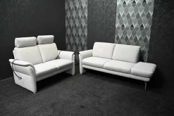 Garnitur Jane Stoff Ramona Silver Grau mit Elektrischer Relaxfunktion und Vorziehsitz