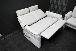 Garnitur Jane Stoff Ramona Silver Grau mit Elektrischer Relaxfunktion und Vorziehsitz