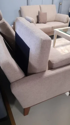 Garnitur KS 032219 Münichau Stoff JAB Donovan Braun 1-1354-075 Fuß Buche Nussbaumfarbig