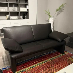 Garnitur Linea Leder Lipano Schwarz 2 Sofas