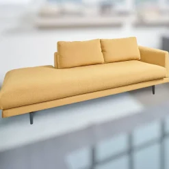 Garnitur Long Island 2/75 Stoff Promise JA1629/040 Gelb mit Tisch und Anbauelement