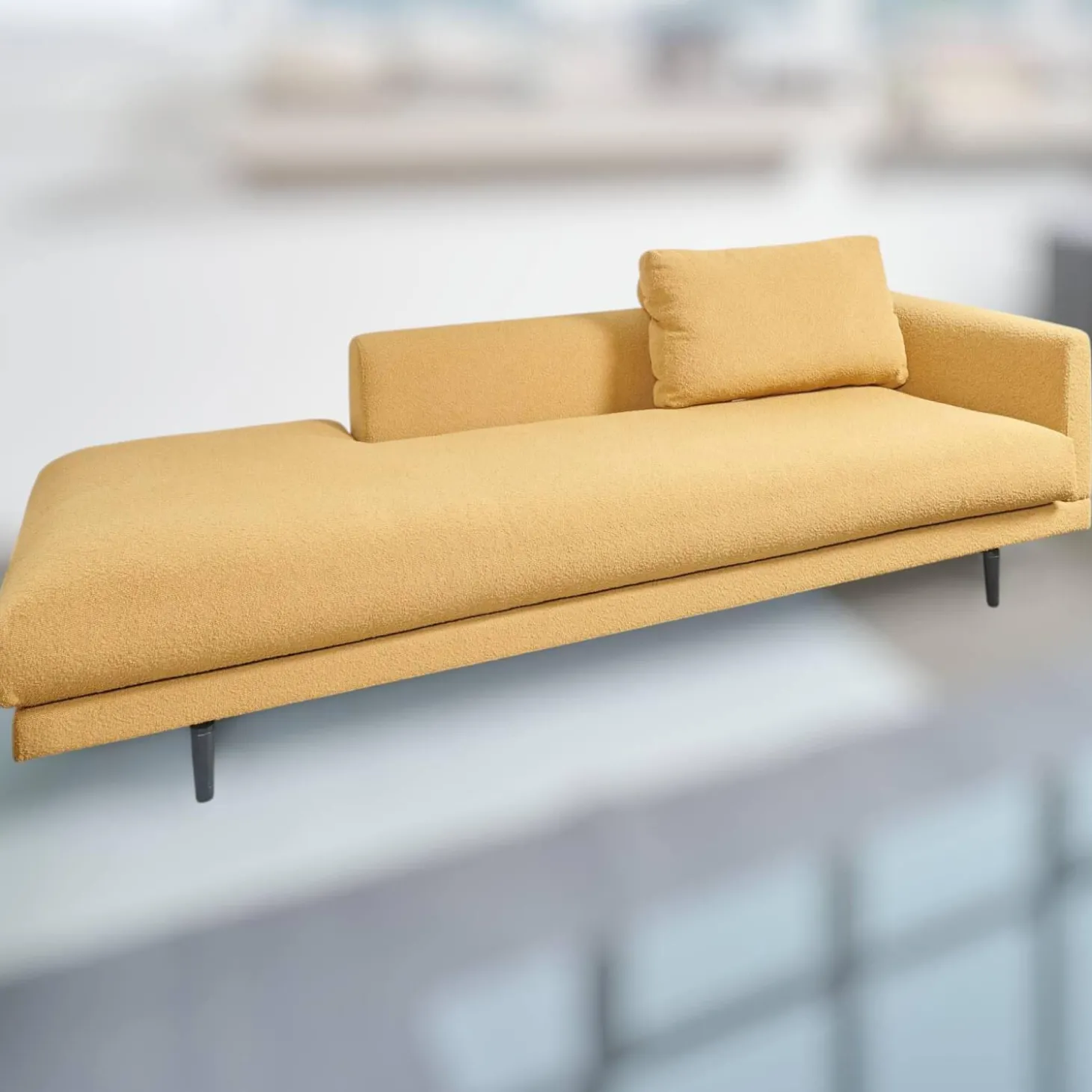 Garnitur Long Island 2/75 Stoff Promise JA1629/040 Gelb mit Tisch und Anbauelement