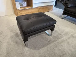 Garnitur Lucca Leder 43.090 Dunkelbraun mit Hocker und Dekokissen