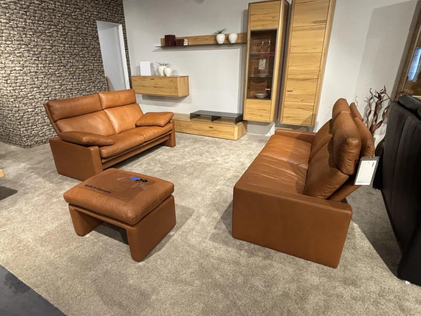 Garnitur Manhattan 250 Leder 250.850 Tabac Braun 2 Sofas 1 Hocker