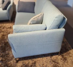 Garnitur Modena Stoff 2022.45 Blau 2 Sofas 1 Sessel 1 Hocker