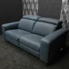 Garnitur Opi Leder Sensation Pilote Blau Sofa und Sessel Elektrisch Verstellbar