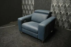 Garnitur Opi Leder Sensation Pilote Blau Sofa und Sessel Elektrisch Verstellbar