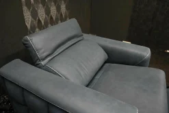 Garnitur Opi Leder Sensation Pilote Blau Sofa und Sessel Elektrisch Verstellbar