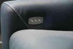 Garnitur Opi Leder Sensation Pilote Blau Sofa und Sessel Elektrisch Verstellbar