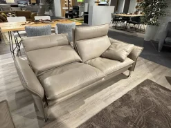 Garnitur Porto 180 Leder 42.400 Stone Grau Fuß Hochglanz