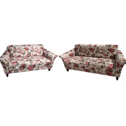 Garnitur Providence Stoff 730 11 Gemustert Holzfuß 2 Sofas