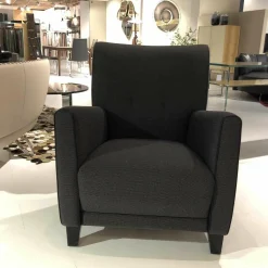 Garnitur Scala 2-1-1 Stoff Anthrazit Füße Schwarz Lackiert