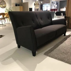 Garnitur Scala 2-1-1 Stoff Anthrazit Füße Schwarz Lackiert