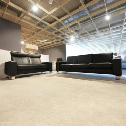 Garnitur Space Leder Paloma Schwarz Füße Edelstahl 2 Sofas