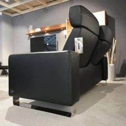 Garnitur Space Leder Paloma Schwarz Füße Edelstahl 2 Sofas