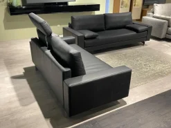 Garnitur Vida Leder 60 500 Schwarz Fuß Spange Glanzchrom