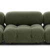 Gerades Sofa Camaleonda Stoff Velours Licata Flechte Grün Untergestell MDF Füße Buche Natur