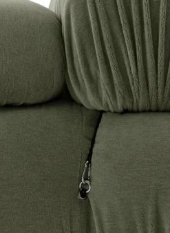 Gerades Sofa Camaleonda Stoff Velours Licata Flechte Grün Untergestell MDF Füße Buche Natur