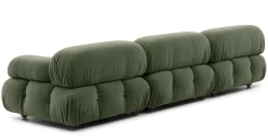 Gerades Sofa Camaleonda Stoff Velours Licata Flechte Grün Untergestell MDF Füße Buche Natur