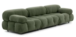 Gerades Sofa Camaleonda Stoff Velours Licata Flechte Grün Untergestell MDF Füße Buche Natur
