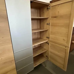 Geschirrschrank Talio Knorrig Eiche Puro Geölt Glas MO 137 Platin Matt Grau