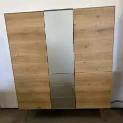 Geschirrschrank Talio Knorrig Eiche Puro Geölt Glas MO 137 Platin Matt Grau