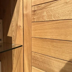 Geschirrschrank Tratum Front Floatglas Platin Matt Grau Korpus Asteiche