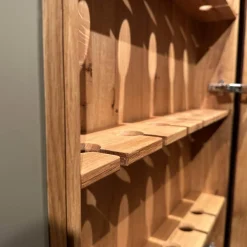 Geschirrschrank Tratum Front Floatglas Platin Matt Grau Korpus Asteiche