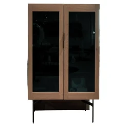 Glasvitrine BC 04 Eiche Natur Geölt Glasfüllung Gestell Schwarz