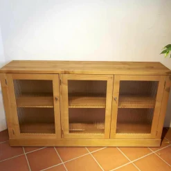 Glasvitrine Kirschbaum Geölt Modell 5176 Mit Riffglas