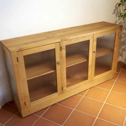 Glasvitrine Kirschbaum Geölt Modell 5176 Mit Riffglas