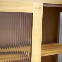 Glasvitrine Kirschbaum Geölt Modell 5176 Mit Riffglas