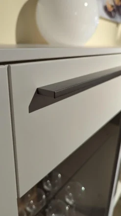 Highboard Bellano Lack Seidenmatt Weiß Rückwand Nussbaum Natur