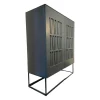 Highboard Claire Lack Anthrazit Metallrahmengestell Schwarz 2 Drehtüren Mit Push Pull