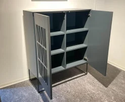 Highboard Claire Lack Anthrazit Metallrahmengestell Schwarz 2 Drehtüren Mit Push Pull